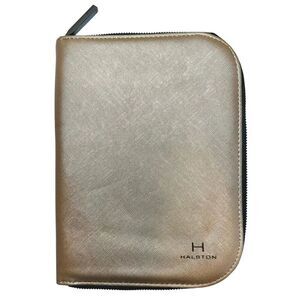 Halston Gold Travel Jewelry Organizer Case 9x6.5” Zip Around-Earrings Necklaces